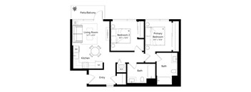 A black and white image of a house floor plan.