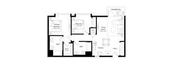 A black and white image of a house floor plan.