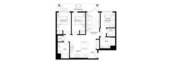 A black and white image of a house floor plan.