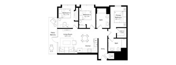A black and white image of a house floor plan.