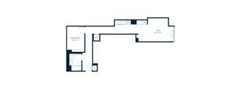 A floor plan of a living space that is 16 3/4 x 11 3/4.
