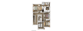 A 3C Second floor apartment layout with a staircase.