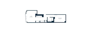 A floor plan of a home with a living room, home office, and a reference corner.