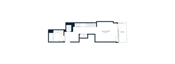 A floor plan of a living/sleeping area with a terrace.