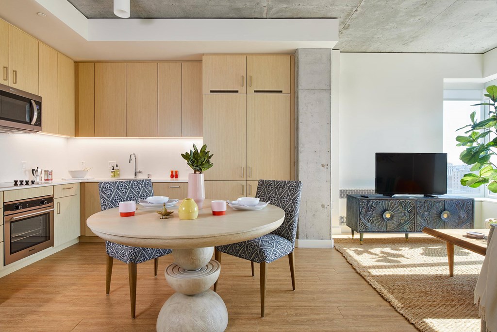 living room and dining area