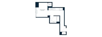 A floor plan of a living and sleeping area with a reference and cl area.