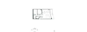 A black and white floor plan of a house with a garage and a backyard.