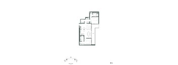 A black and white floor plan of a house with a garage on the left and a master suite on the right.
