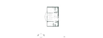 A black and white floor plan of a house with labeled rooms.
