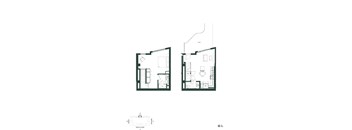 A black and white image of two floor plans for a house.