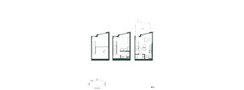 A set of three architectural floor plans for a house.