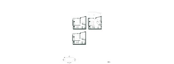 Three floor plans of a house are shown in black and white.