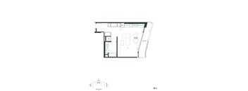 A black and white architectural floor plan of a building.