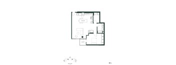 A black and white floor plan of a house with a garage and a separate guest house.