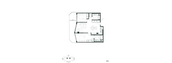 A black and white floor plan of a house with a garage and a living room.