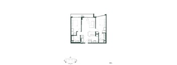 A black and white floor plan of a house with a balcony.