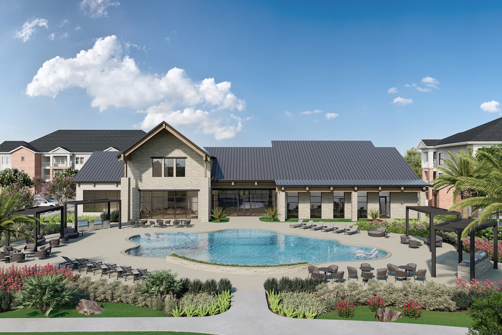 A large house with a pool in the backyard.