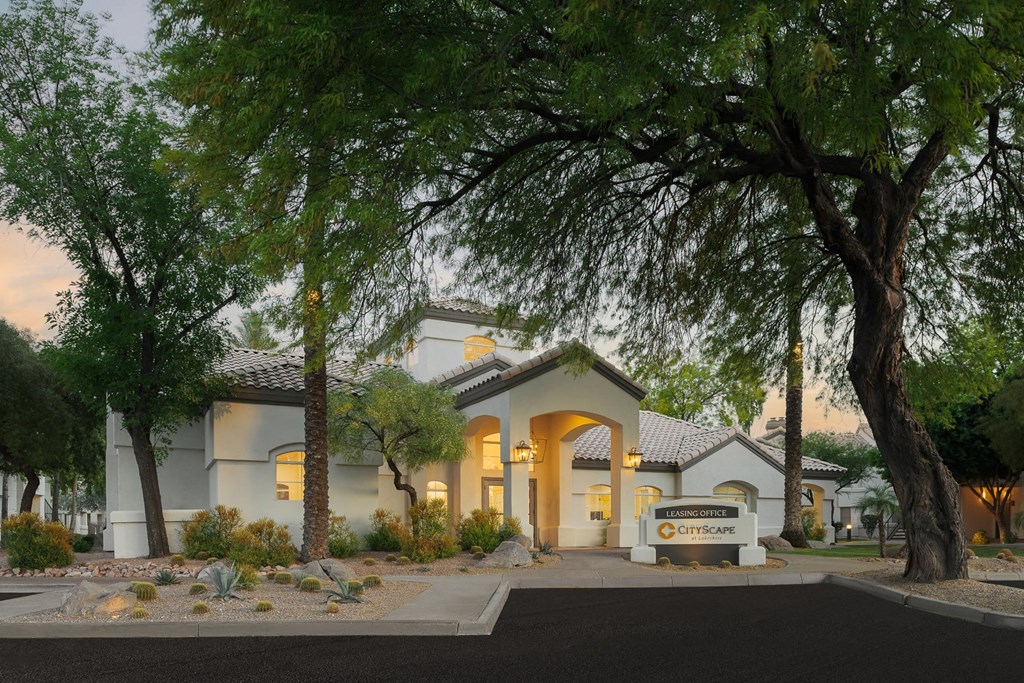 a building with a sign in front of it