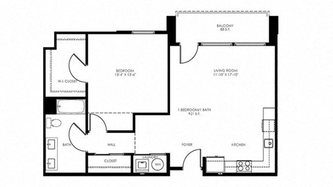 One Bedroom floor plan