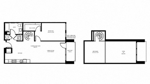 One Bedroom Loft floor plan