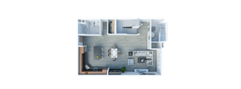 a 3d floor plan of a 2100 sq ft apartment