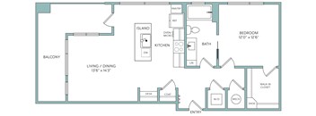 A floor plan of a house with a living room, dining room, kitchen, and bathroom.