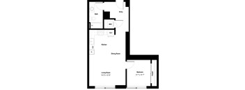 A black and white image of a floor plan for a house.