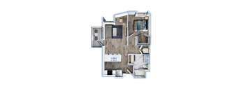 a floor plan of a house with a bedroom and a living room