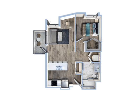a floor plan of a house with a bedroom and a living room