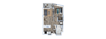 a floor plan of a room with a bedroom and a bathroom