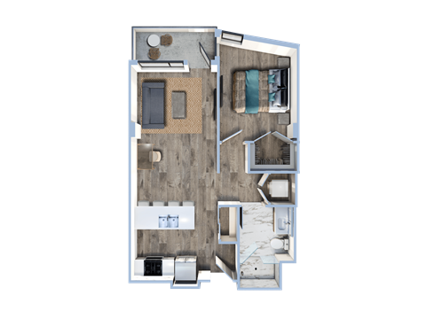 a floor plan of a room with a bedroom and a bathroom