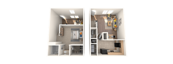 a rendering of a 3d floor plan of a house