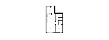 A floor plan of a house with labeled rooms for work, eat, live, and sleep.