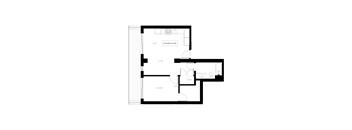 A black and white floor plan of a house with labeled rooms.