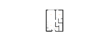 A floor plan of a house with labeled rooms for living, sleeping, eating and working/dining.