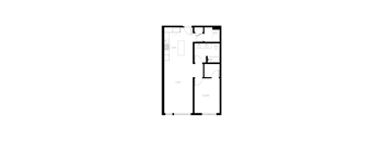 A floor plan of a house with labeled rooms for living, sleeping, eating and working.