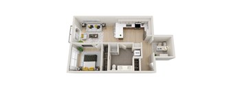 bedroom floor plan an open concept layout with a large closet and a balcony at Ion Town Center, Washington