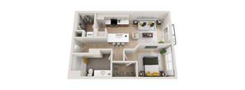 a floor plan of a two bedroom apartment with two bathrooms and a balcony at Ion Town Center, Shoreline, WA