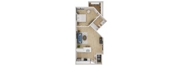 a floor plan of a 1 bedroom apartment