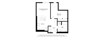 A 2D rendered image of a modern apartment.