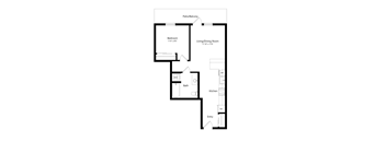 A 2D rendered image of a modern apartment.
