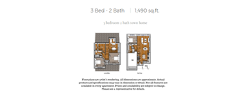 3 Bed 2 Bath Floorplan at La Contessa Luxury Apartments, Laredo, 78045