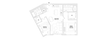 A floor plan of a two bedroom