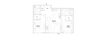 A floor plan of a two bedroom