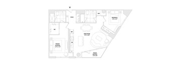 A floor plan of a two bedroom