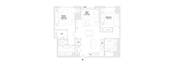 A floor plan of a two bedroom