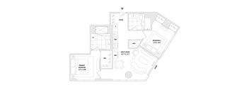 A floor plan of a two bedroom