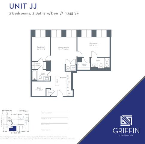 2 Bedroom 2 Bath Den JJ