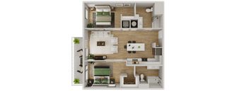 a1 floor plan  1 bedroom with 2 baths  1199 square feet