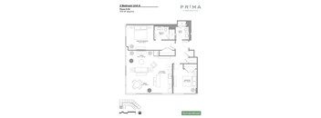 A floor plan for a 2 Bedroom Unit A at Prima at Parque South.